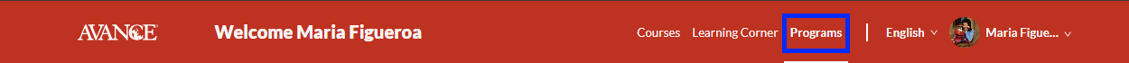 Select the Programs option in the nav bar menu.