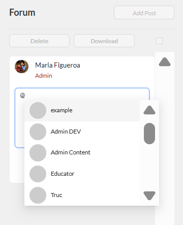 List of suggested users for tagging