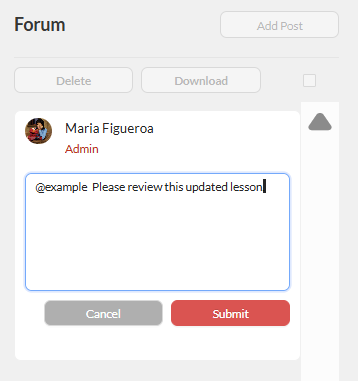 Tag and comment in the comment text area