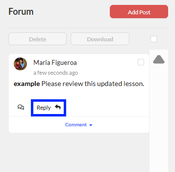 Click on Reply in the comment box